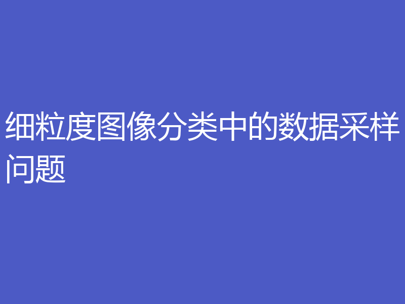 细粒度图像分类中的数据采样问题