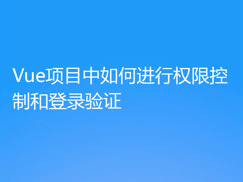 Vue项目中如何进行权限控制和登录验证
