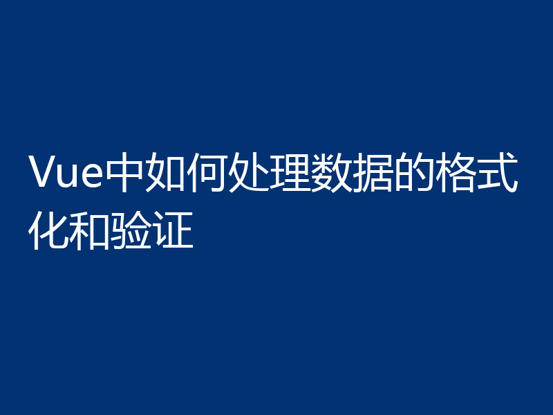 Vue中如何处理数据的格式化和验证