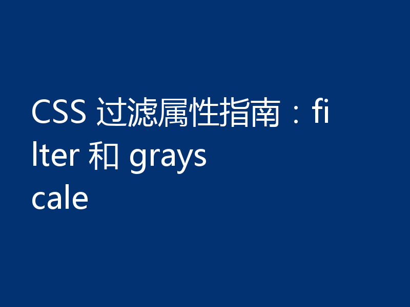 CSS 过滤属性指南:filter 和 grayscale