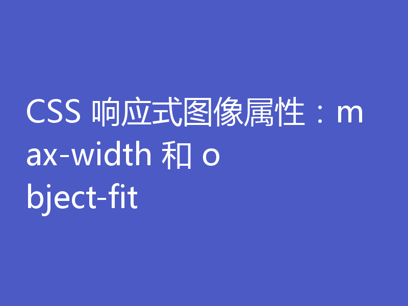 CSS 响应式图像属性:max-width 和 object-fit