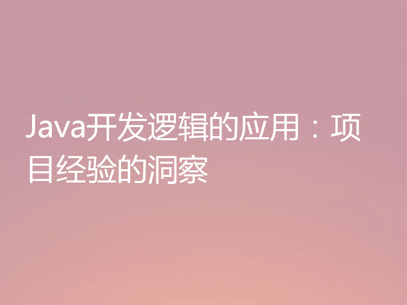 Java开发逻辑的应用:项目经验的洞察