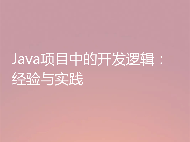 Java项目中的开发逻辑:经验与实践