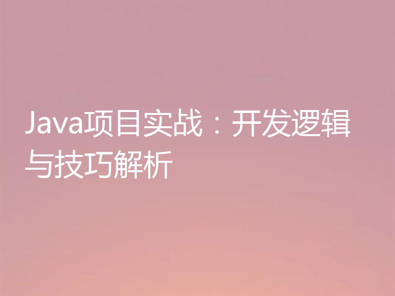 Java项目实战:开发逻辑与技巧解析