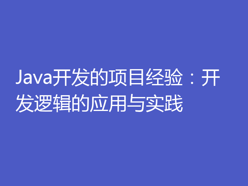 Java开发的项目经验:开发逻辑的应用与实践