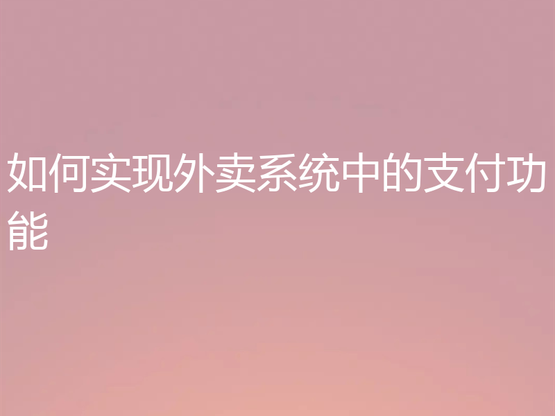 如何实现外卖系统中的支付功能