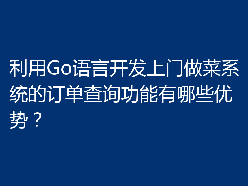 利用Go语言开发上门做菜系统的订单查询功能有哪些优势?