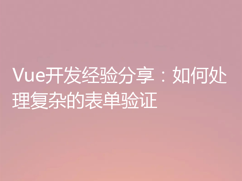 Vue开发经验分享:如何处理复杂的表单验证