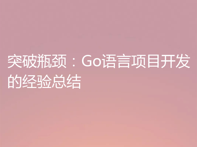 突破瓶颈:Go语言项目开发的经验总结