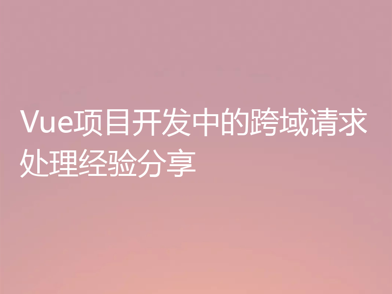 Vue项目开发中的跨域请求处理经验分享