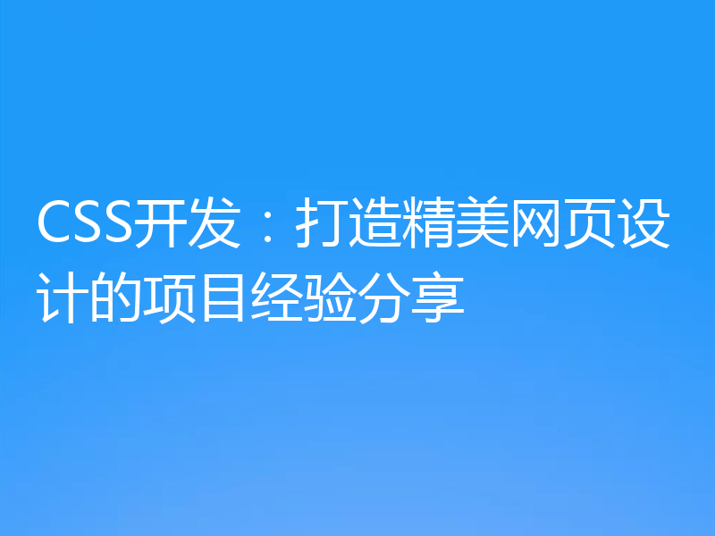 CSS开发:打造精美网页设计的项目经验分享