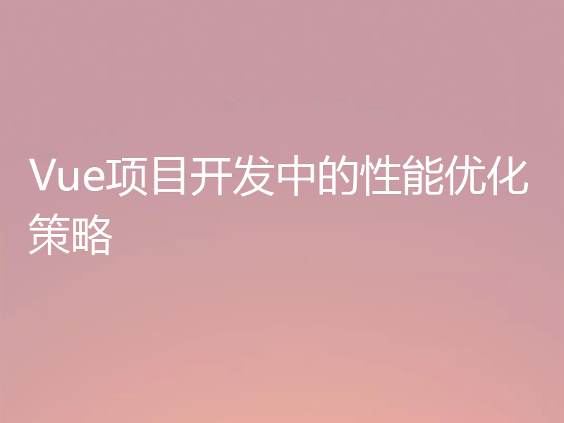 Vue项目开发中的性能优化策略