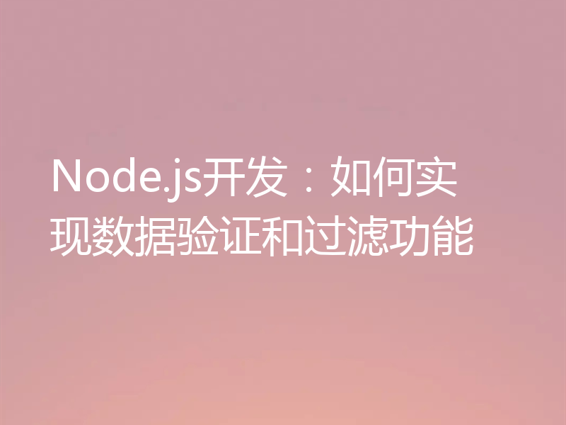 Node.js开发:如何实现数据验证和过滤功能