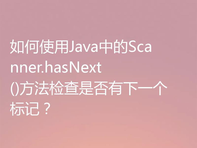 如何使用Java中的Scanner.hasNext()方法检查是否有下一个标记?