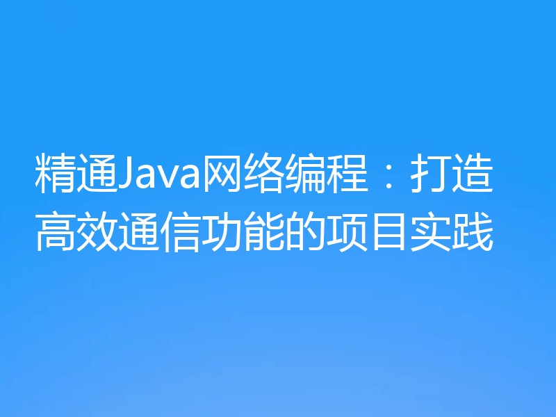 精通Java网络编程:打造高效通信功能的项目实践