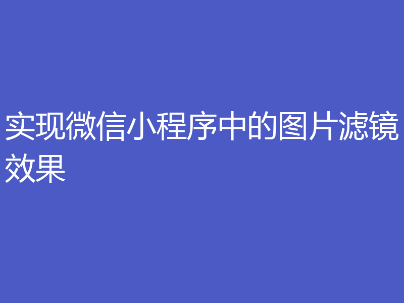 实现微信小程序中的图片滤镜效果