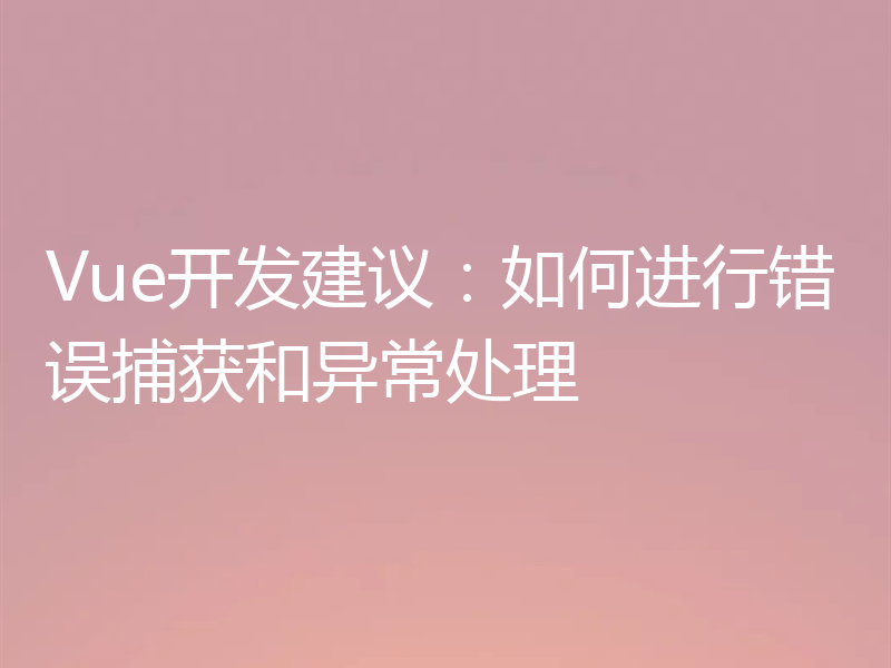 Vue开发建议:如何进行错误捕获和异常处理