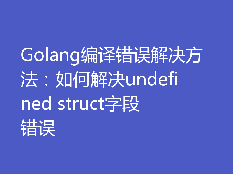 Golang编译错误解决方法:如何解决undefined struct字段错误