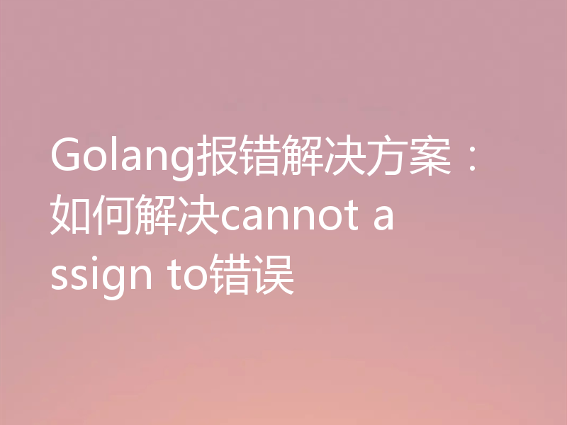Golang报错解决方案:如何解决cannot assign to错误