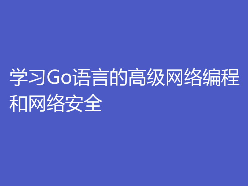 学习Go语言的高级网络编程和网络安全