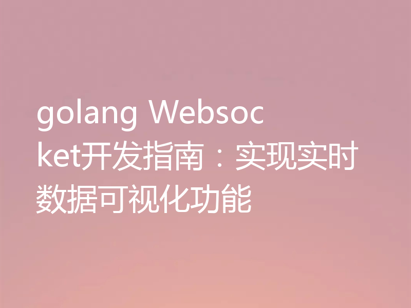 golang Websocket开发指南:实现实时数据可视化功能