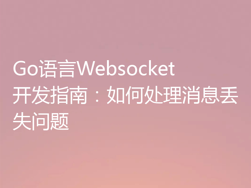 Go语言Websocket开发指南:如何处理消息丢失问题