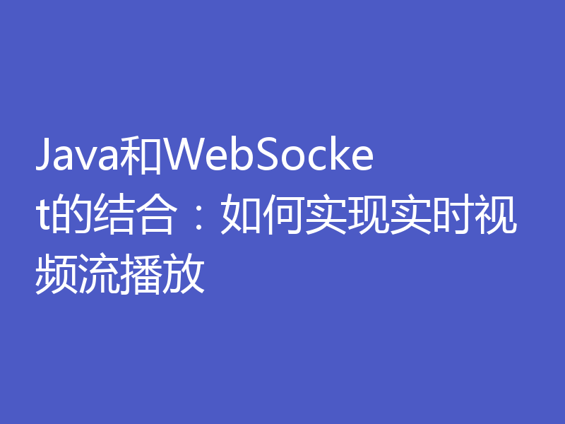 Java和WebSocket的结合:如何实现实时视频流播放