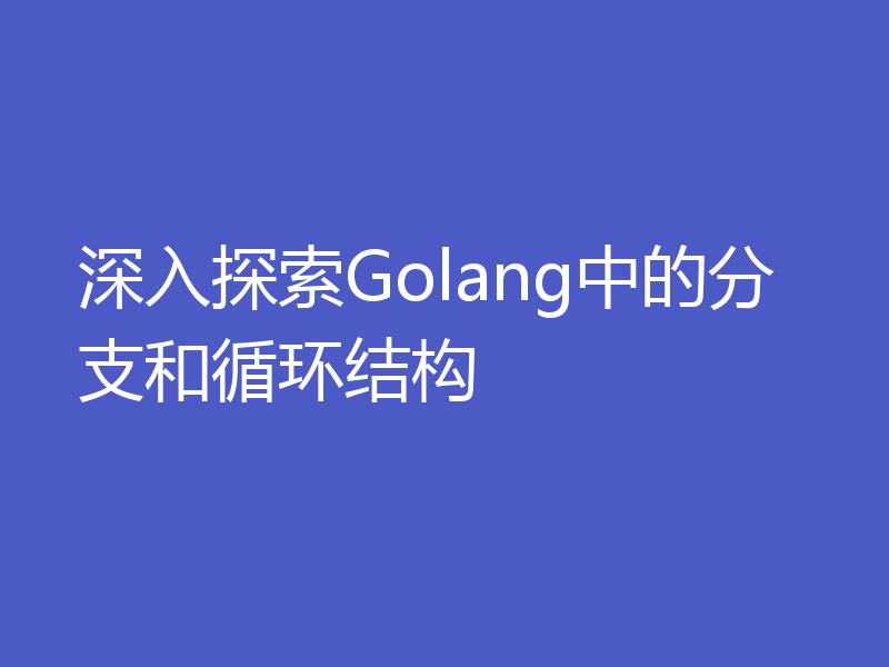 深入探索Golang中的分支和循环结构