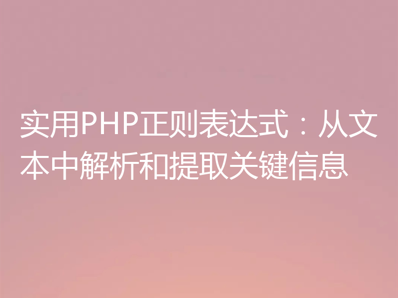 实用PHP正则表达式:从文本中解析和提取关键信息