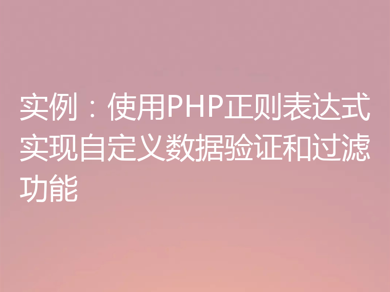 实例:使用PHP正则表达式实现自定义数据验证和过滤功能