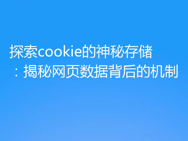探索cookie的神秘存储:揭秘网页数据背后的机制