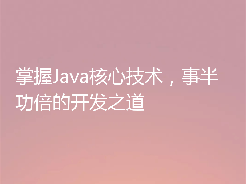 掌握Java核心技术,事半功倍的开发之道