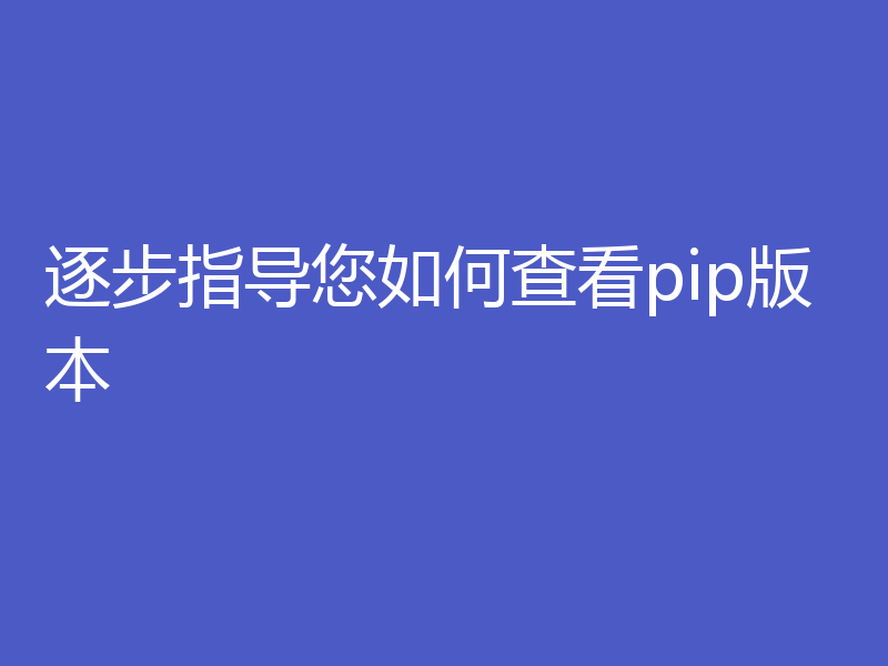 逐步指导您如何查看pip版本