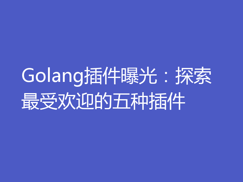 Golang插件曝光:探索最受欢迎的五种插件