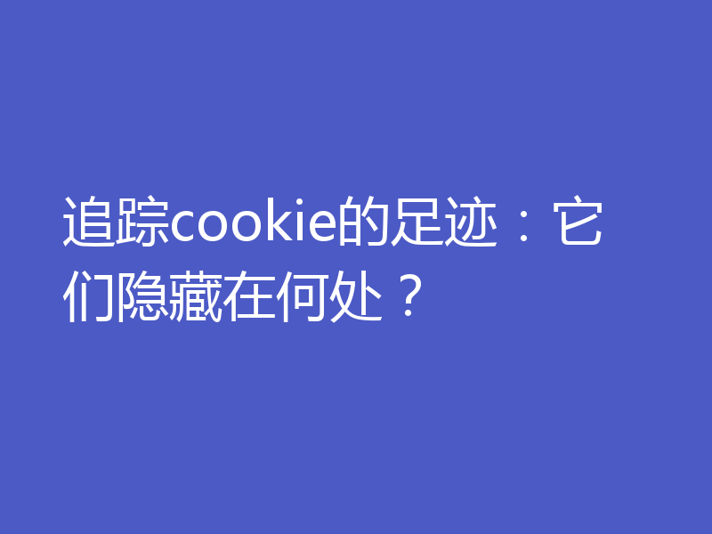 追踪cookie的足迹:它们隐藏在何处?