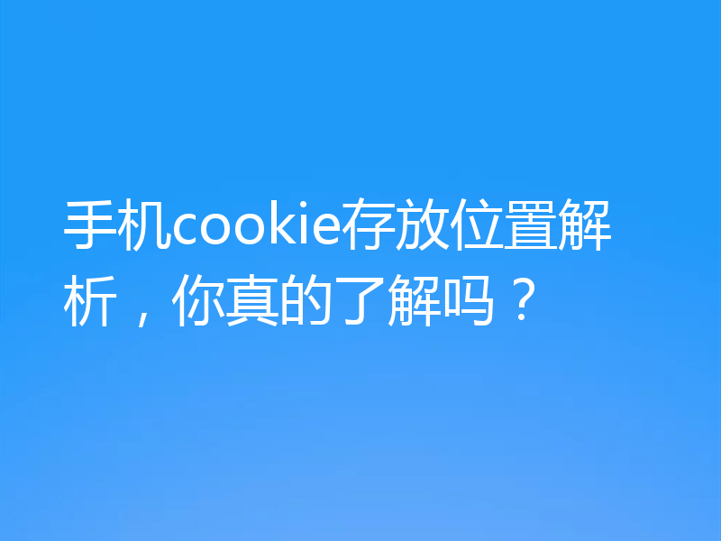 手机cookie存放位置解析,你真的了解吗?