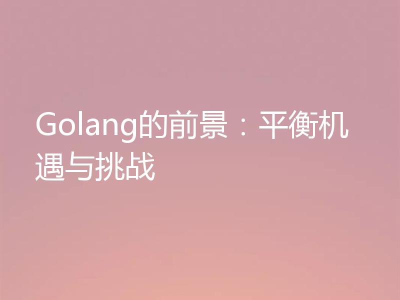 Golang的前景:平衡机遇与挑战