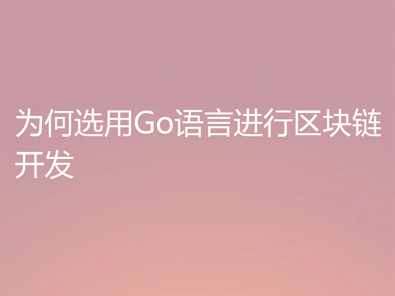 为何选用Go语言进行区块链开发