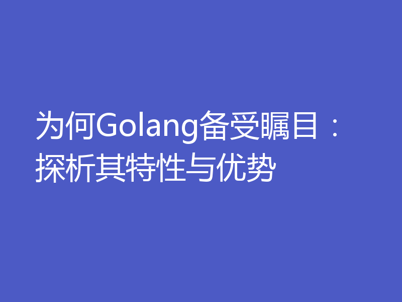 为何Golang备受瞩目:探析其特性与优势