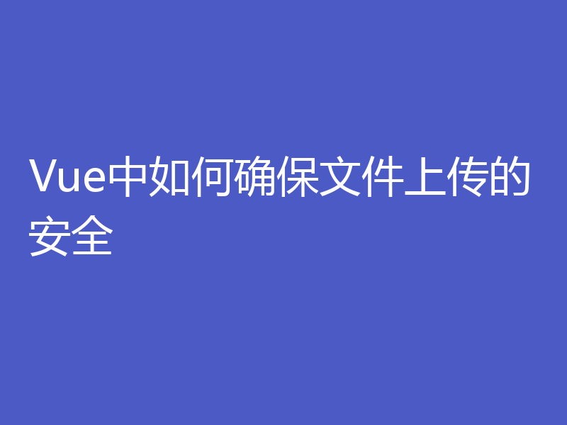 Vue中如何确保文件上传的安全
