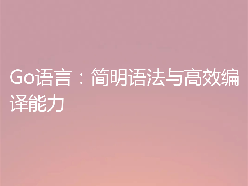 Go语言:简明语法与高效编译能力