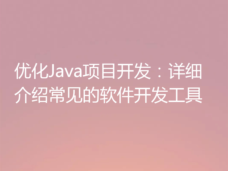 优化Java项目开发:详细介绍常见的软件开发工具