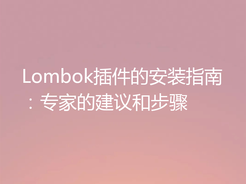 Lombok插件的安装指南:专家的建议和步骤