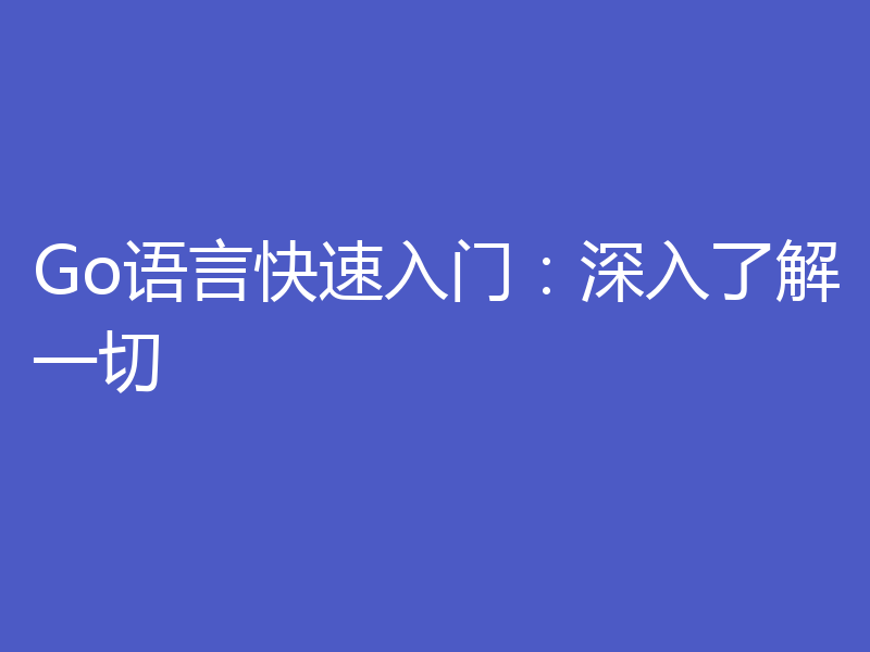 Go语言快速入门:深入了解一切