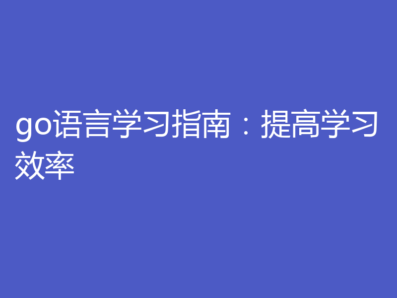 go语言学习指南:提高学习效率