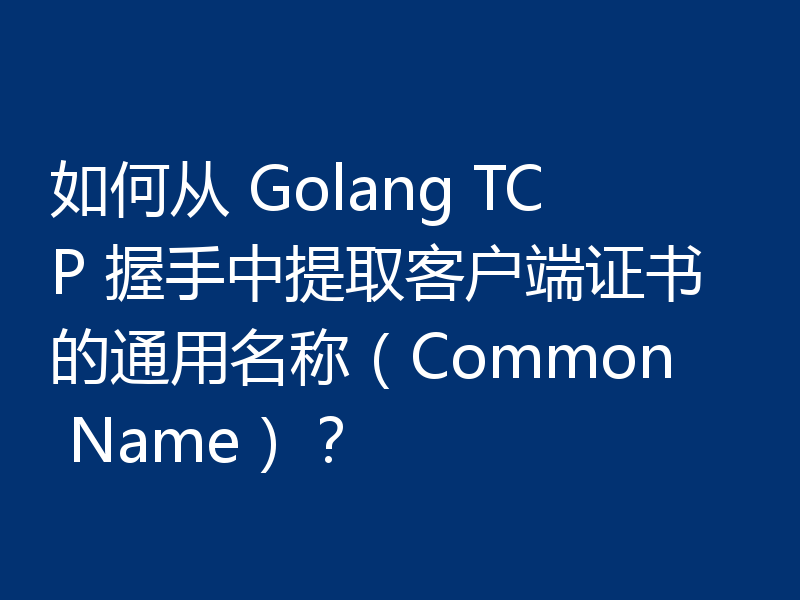 如何从 Golang TCP 握手中提取客户端证书的通用名称(Common Name)?