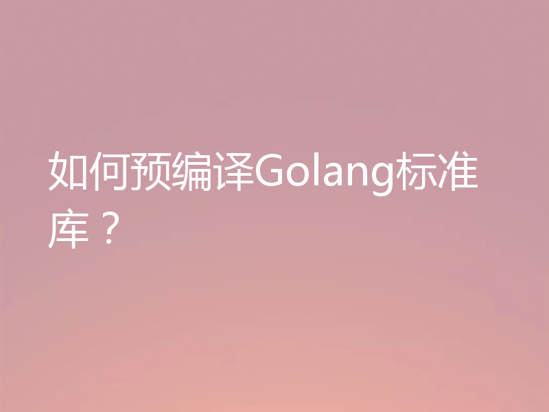 如何预编译Golang标准库?