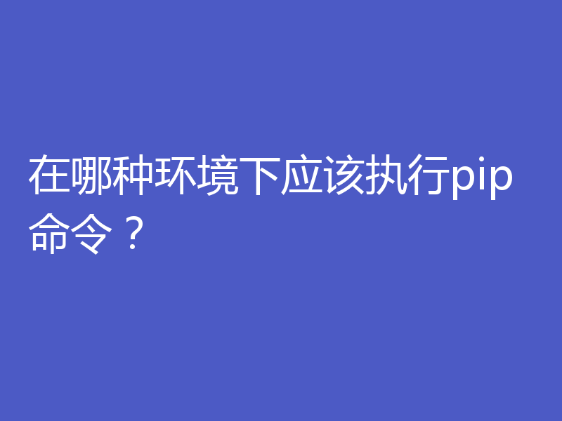 在哪种环境下应该执行pip命令?