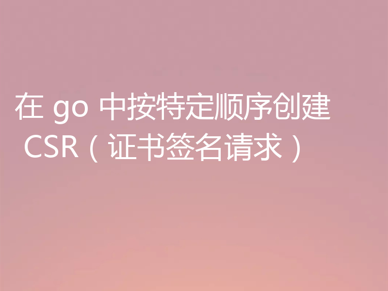 在 go 中按特定顺序创建 CSR(证书签名请求)