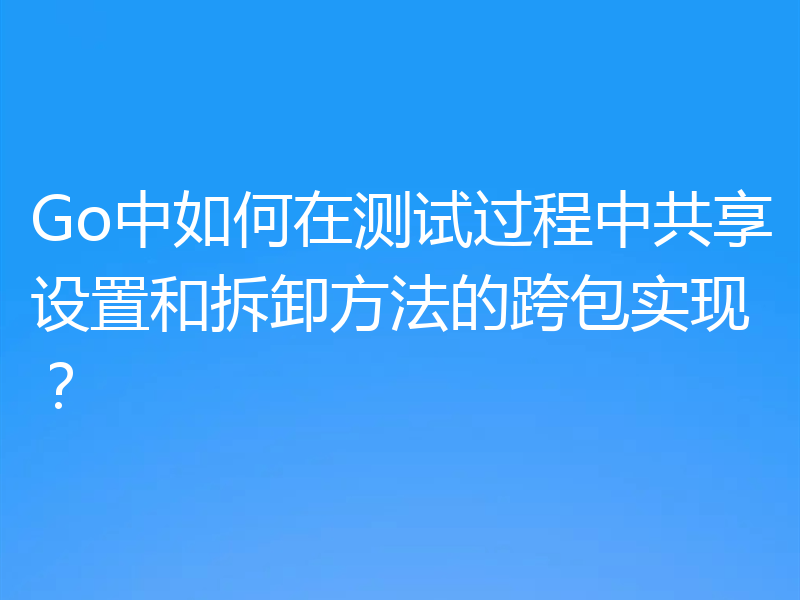 Go中如何在测试过程中共享设置和拆卸方法的跨包实现?
